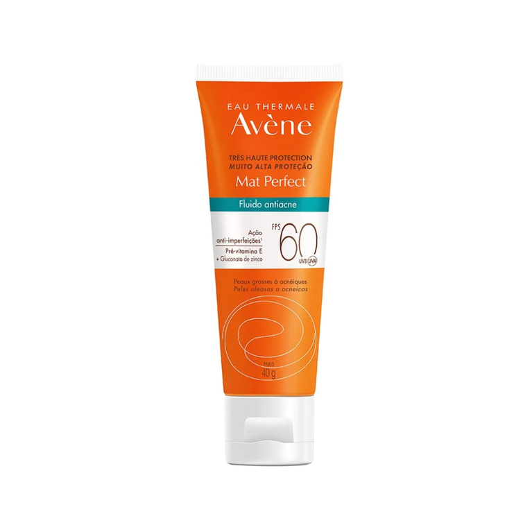 Protetor Solar Facial Fluido Anti Acne FPS 60 Avene Mat Perfect 40g