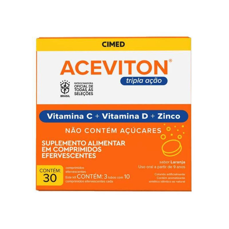 Aceviton Tripla Ação 30 Comprimidos Efervescente - Drogaria Poupa Centro