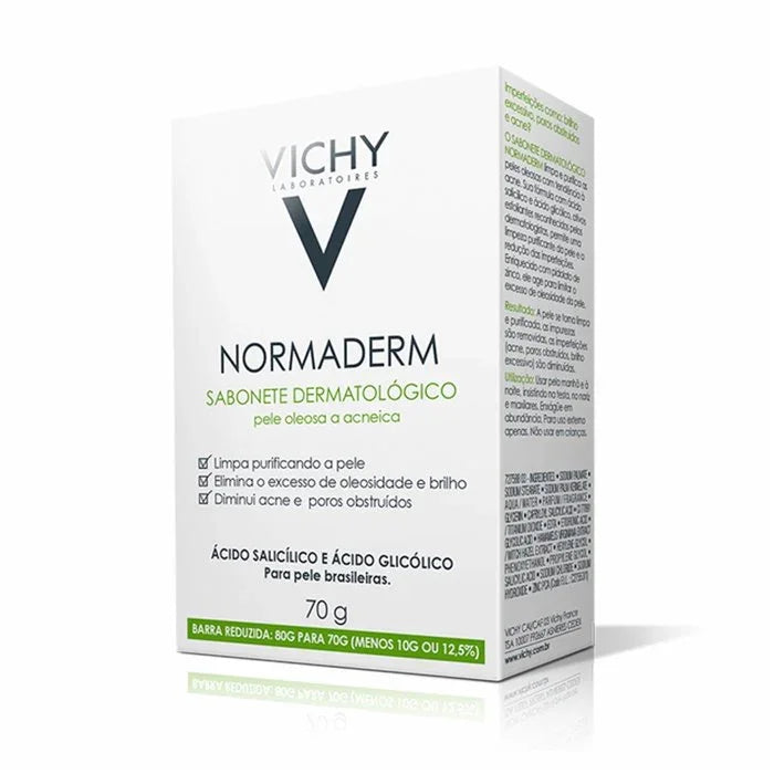 Sabonete Facial em Barra Vichi Normaderm Pele Oleosa Acneica 40G