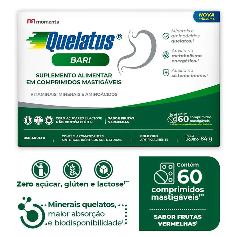 Quelatus Bari - Suplemento Alimentar C/60 Cp Mastigáveis