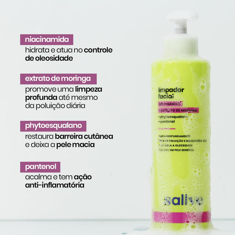 Limpador Facial Sallve 300ml Niacinamida e Extrato de Moringa
