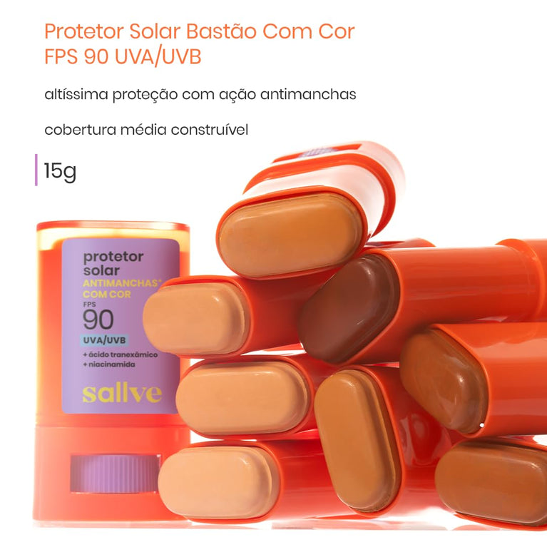Sallve Protetor Solar Bastão Antimachas FPS 90 Cor 5 - 15g