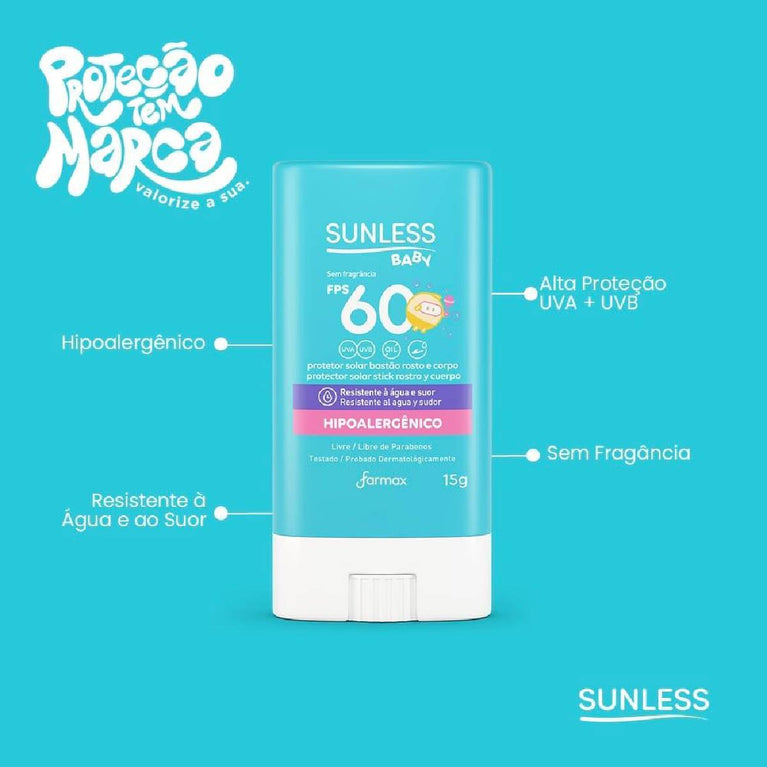 Sunless Protetor Solar Baby Bastão FPS60 15G | FPS 60
