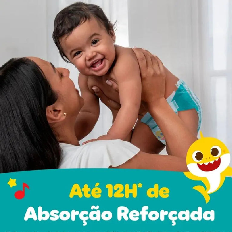Fralda Pampers Super Sequinha Baby Shark G 60 Unidades