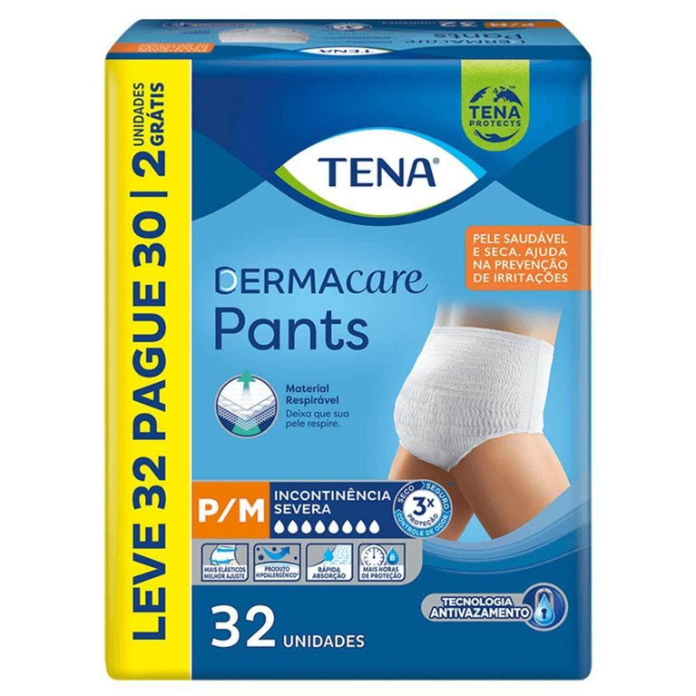 Roupa Íntima Tena Pants Dermacare P/M - 32 Unidades - Drogaria Poupa Centro