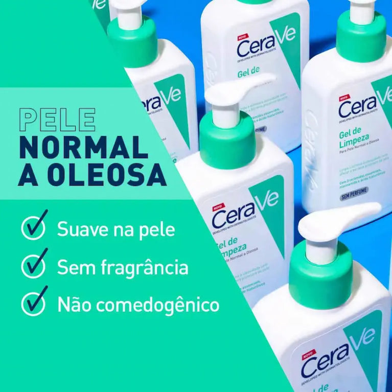 Gel de Limpeza Facial CeraVe Pele Normal a Oleosa Sem Perfume com 150g