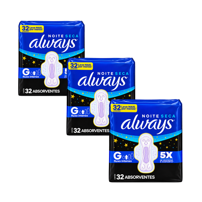 Absorvente Always Noite Seca com Abas 32 Unidades