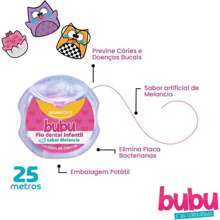 FIO DENTAL BUBU E AS CORUJINHAS 25M - Drogaria Poupa Centro