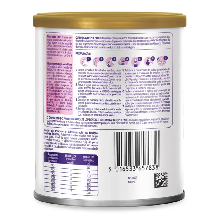 Fórmula Infantil Em Pó Danone Neocate Lcp 400g De 0 A 3 Anos