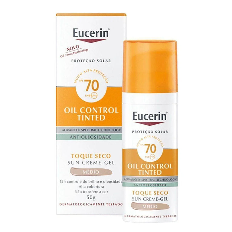 Protetor Solar Facial Eucerin Sun Oil Control Tinted Médio FPS70 50G - Drogaria Poupa Centro