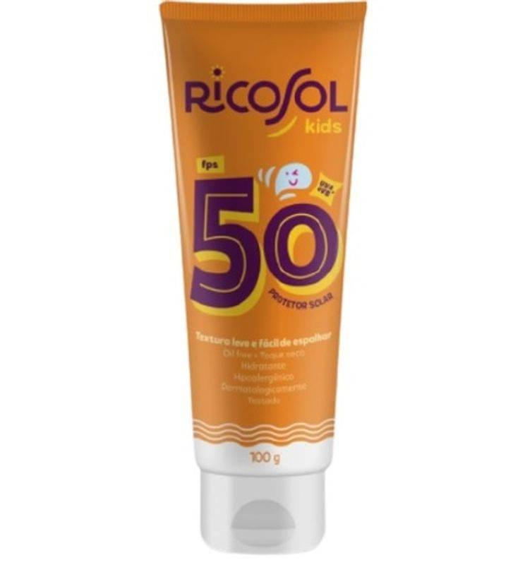 Protetor Solar Ricosol Kids FPS 50 Loção 100g - Drogaria Poupa Centro