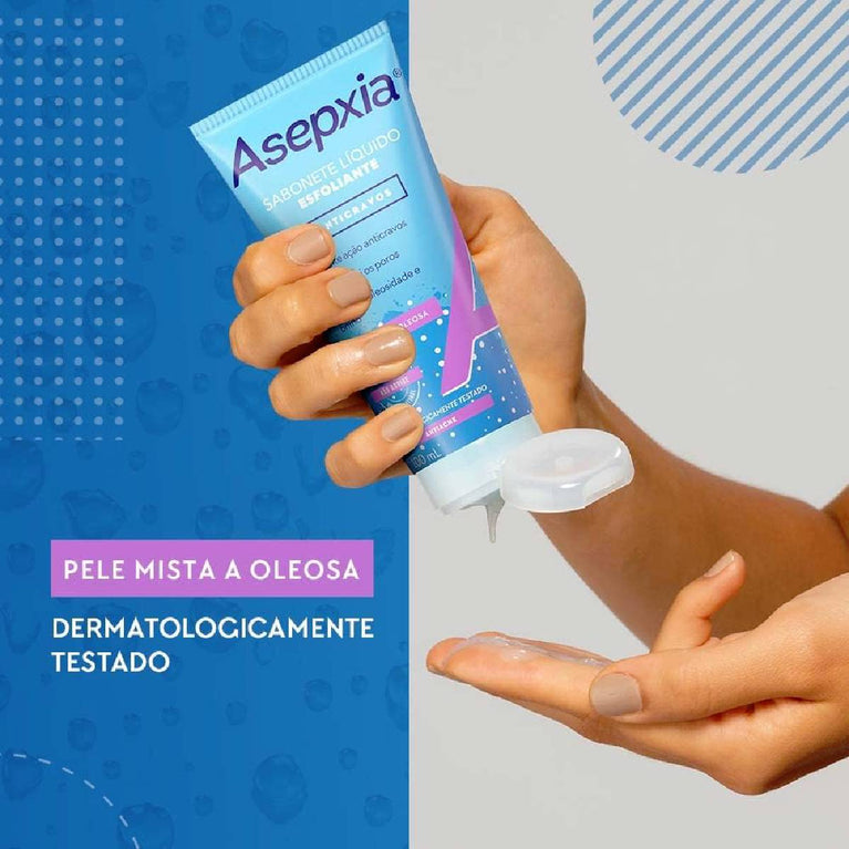Sabonete Líquido Esfoliante Asepxia 100ml Limpeza Profunda