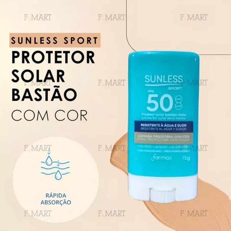 Protetor Solar B.Sunless Facial 15G Fps50 Bastao Spor - Farmax - Drogaria Poupa Centro