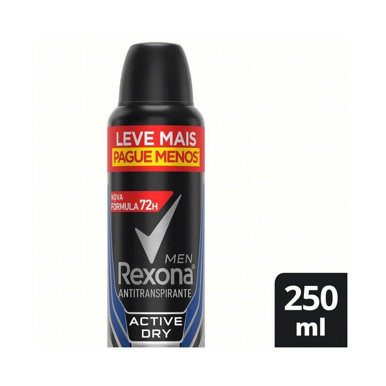 Desodorante Rexona Men Active Dry 72H Antitranspirante 250ML - Drogaria Poupa Centro