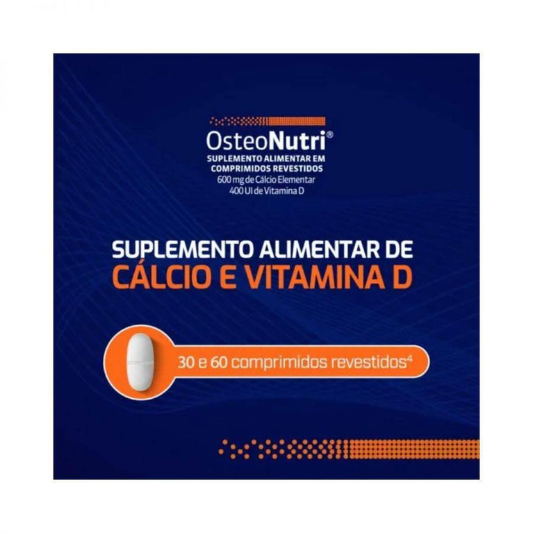 Cálcio 600mg + Vitamina D 400UI Osteonutri Com 30 comprimidos - Drogaria Poupa Centro