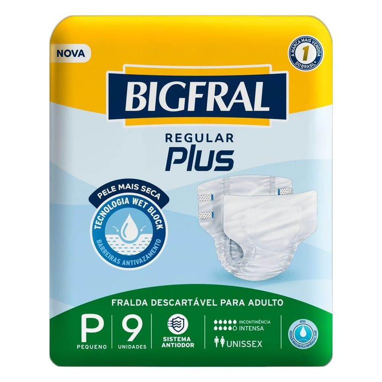 Fralda Geriátrica Bigfral Regular Plus P, pacote com 9 unidades - Drogaria Poupa Centro