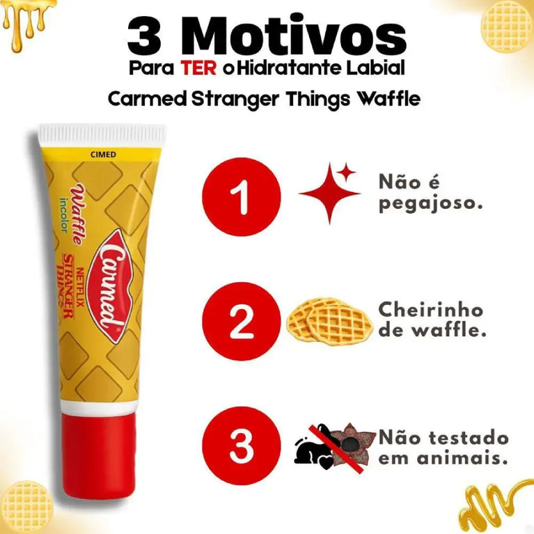 KIT COM 3 Hidratante Labial Carmed Netflix Stranger Things Waffle Incolor 10G