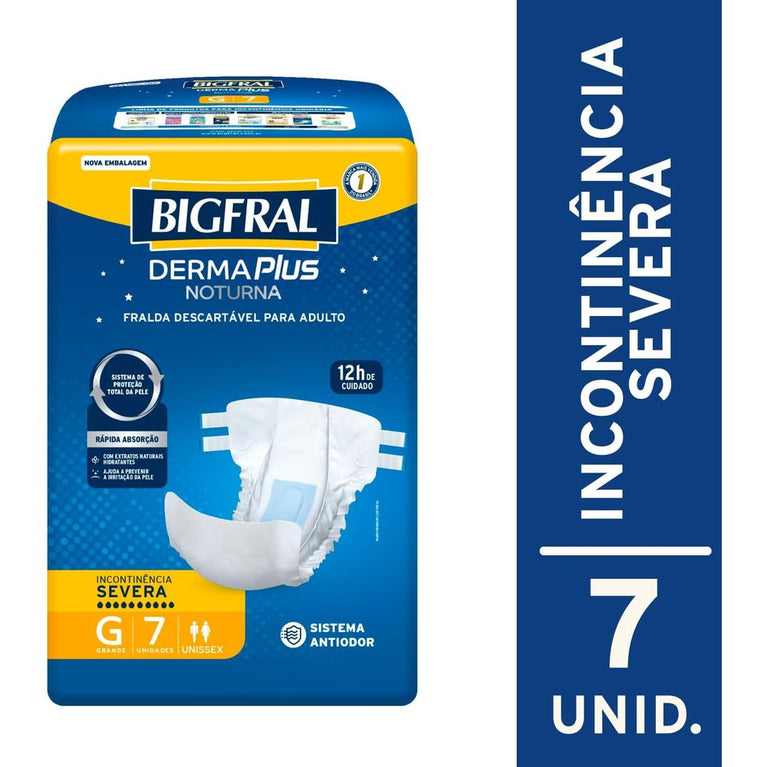 Fralda Bigfral Derma Plus Noturna G 7 Unidades
