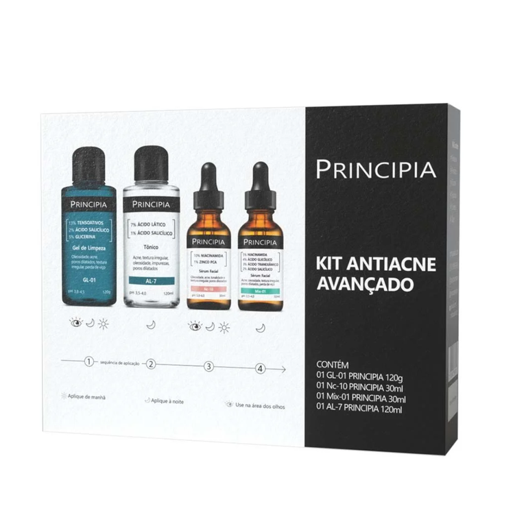 Kit Antiacne Avançado Principia GL-01 + AL-7 + NC-10 + MIX-01
