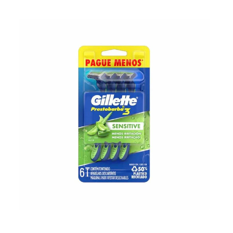 Aparelho de Barbear Gillette Prestobarba Sensitive C/6 unidades