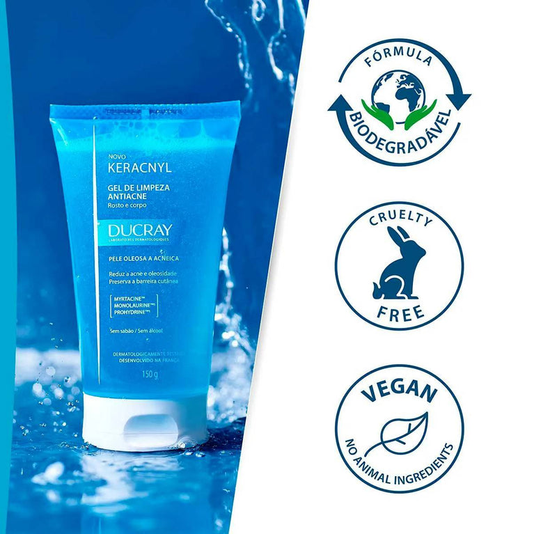 Gel de Limpeza Antiacne Keracnyl para Peles Oleosas a Acneicas 60g