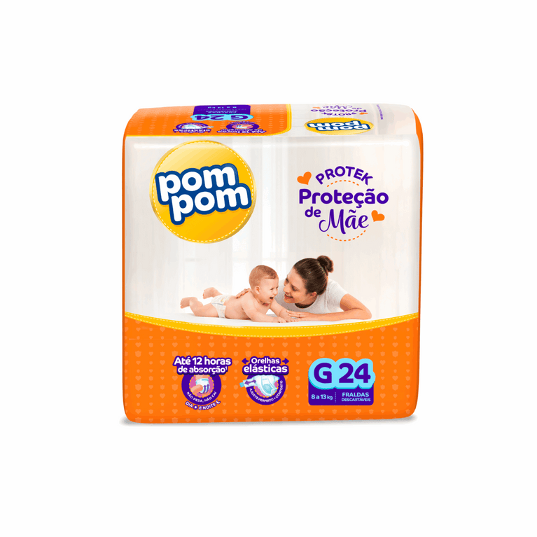 Fralda Pom Pom Derma Protek G Com 24 Unidades