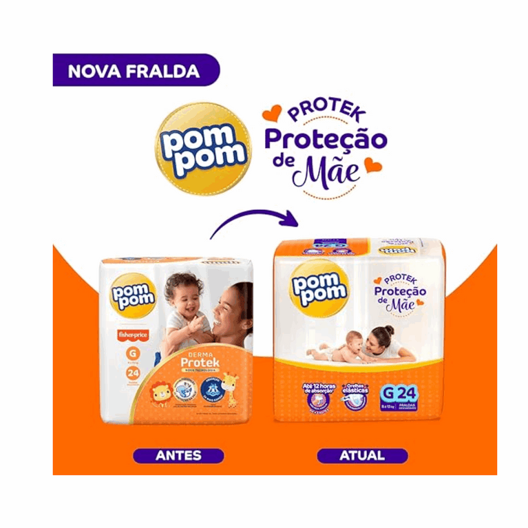 Fralda Pom Pom Derma Protek G Com 24 Unidades