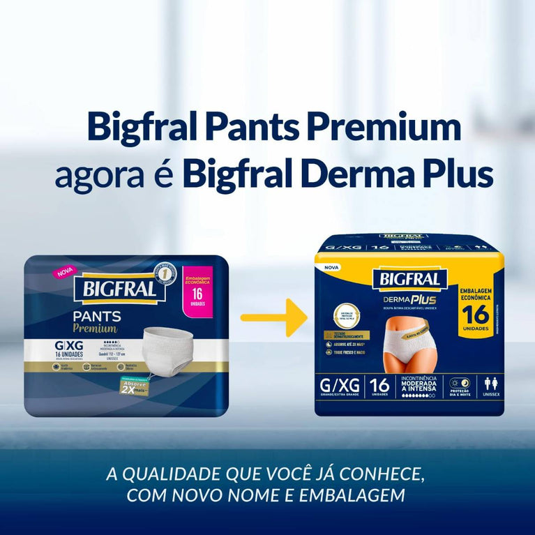 Roupa Íntima Bigfral Derma Plus G/XG 16 Unidades