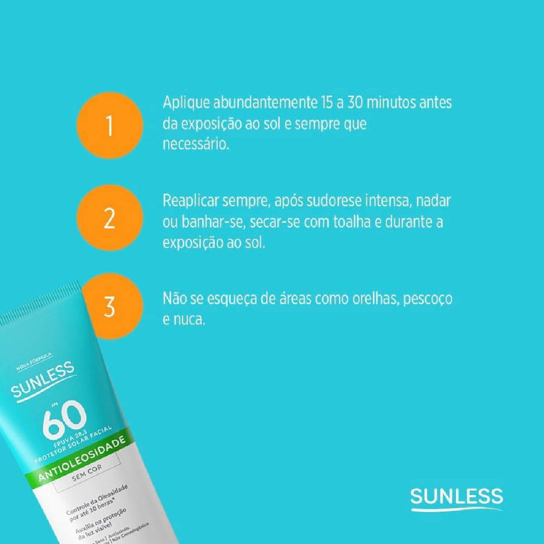 Protetor Solar Facial FPS 60 Sunless Farmax 40g Sem Cor