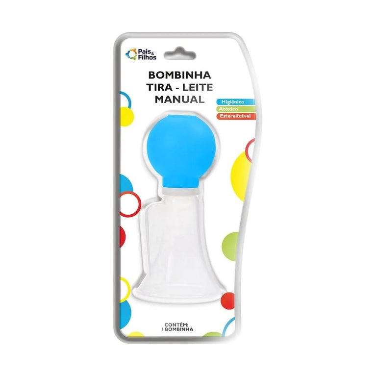 Bombinha Tira-Leite Manual Pais & Filhos Azul com 1 Unidade