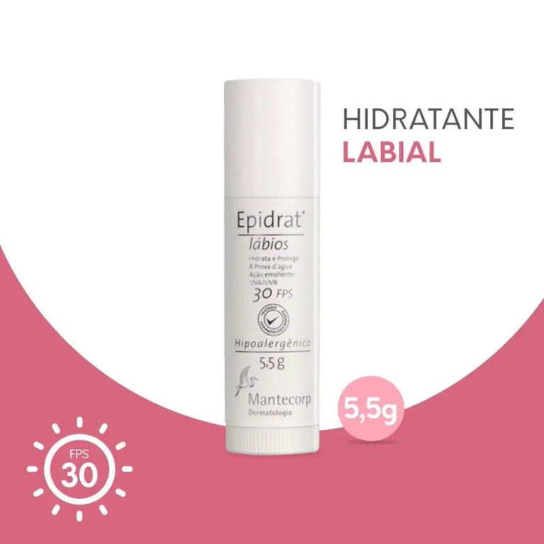 Hidratante Labial Epidrat Lábios Mantecorp FPS 30 com 5,5g