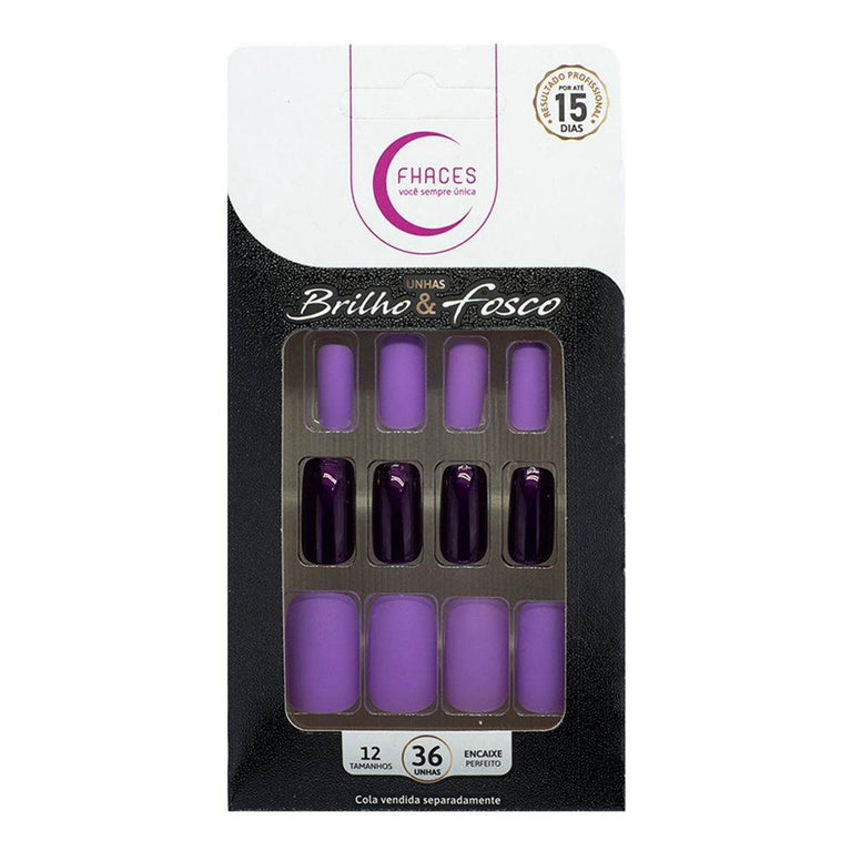 Unhas Fhaces Brilho/ Fosco Lilas - 36 Unidades - Drogaria Poupa Centro