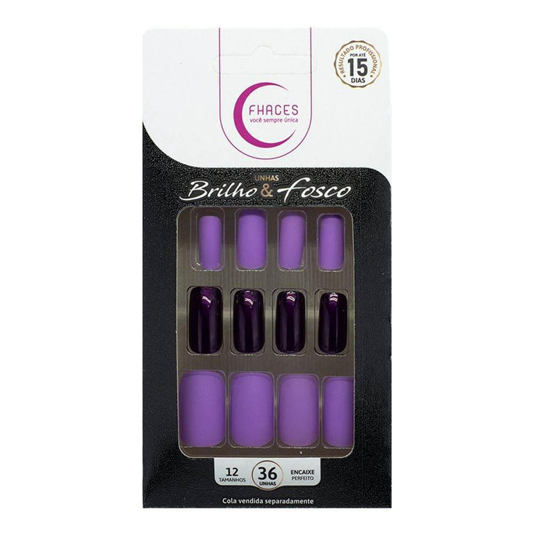 Unhas Fhaces Brilho/ Fosco Lilas - 36 Unidades - Drogaria Poupa Centro
