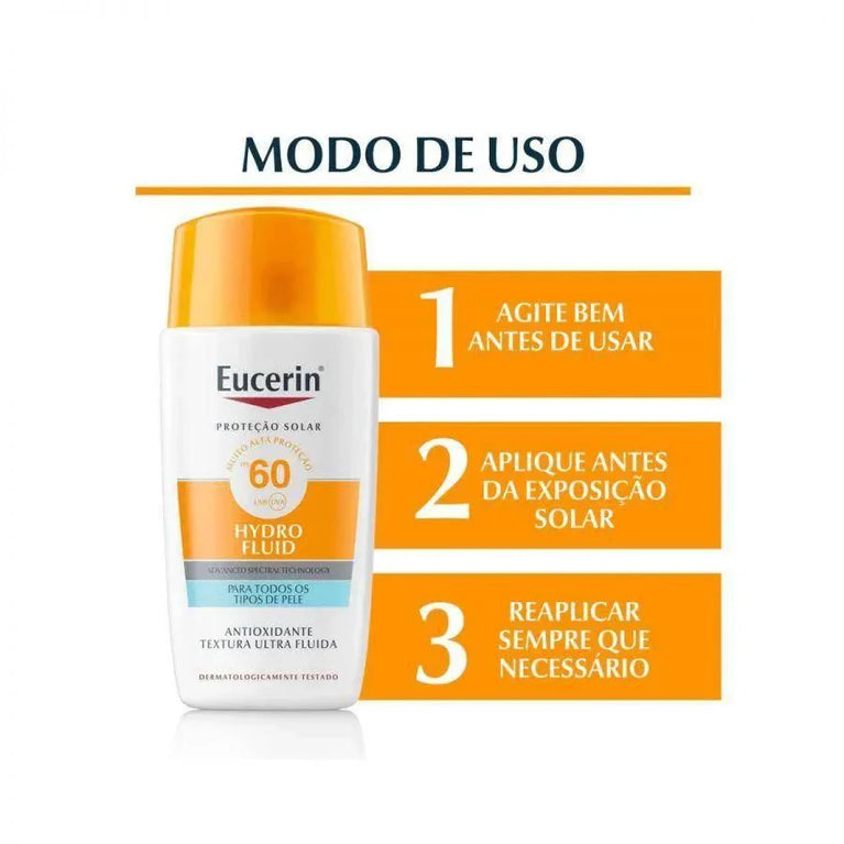 Eucerin Protetor Solar Hydra Fluid FP60 50ML - Drogaria Poupa Centro