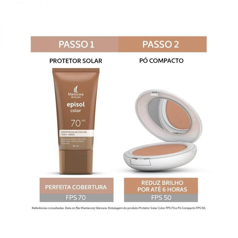 Pó Compacto Protetor Solar Episol Tom 3 Médio FPS50 10g - Drogaria Poupa Centro