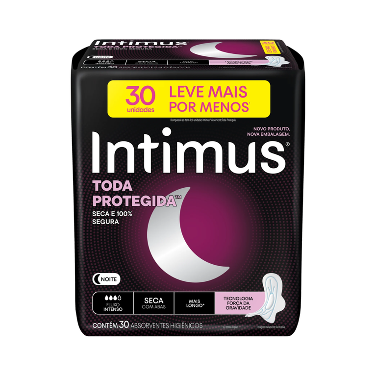 Absorvente Intimus Noturno Cobertura Seca Com Abas 30 unidades