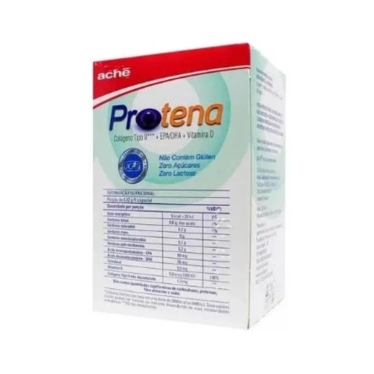 Protena Colágeno Não Hidrolisado Tipo II 40mg + Ômega 3 + Vitamina D - 60 cápsulas