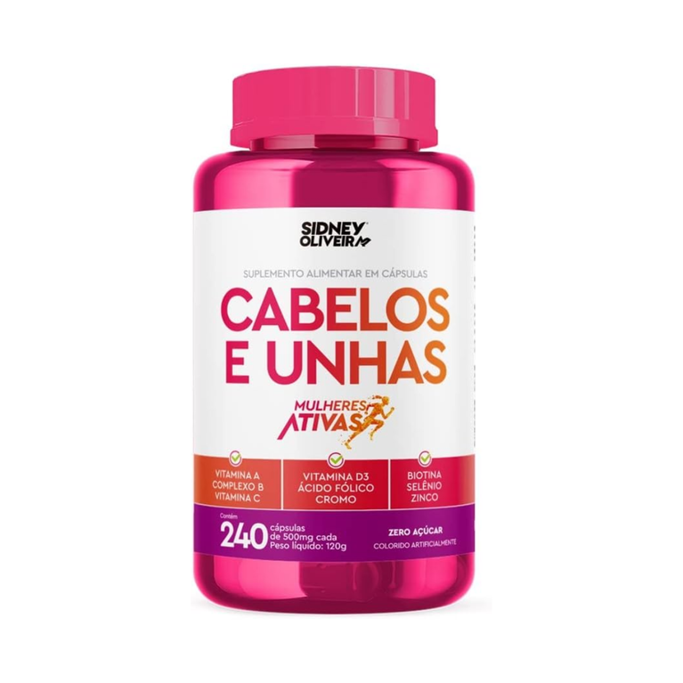 Cabelos E Unhas 240 cápsulas Mulheres Ativas Sidney Oliveira
