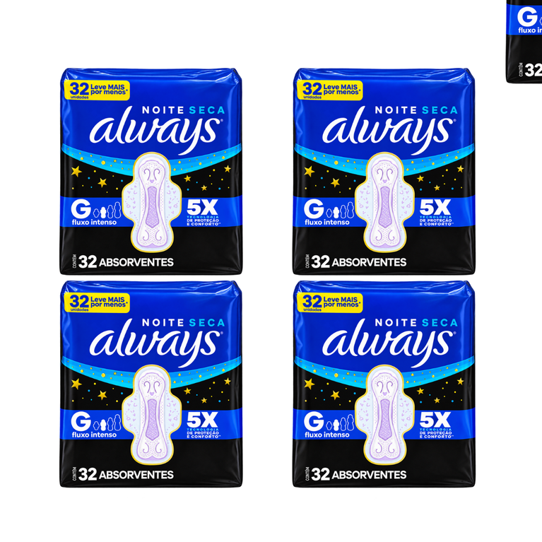 Absorvente Always Noite Seca com Abas 32 Unidades