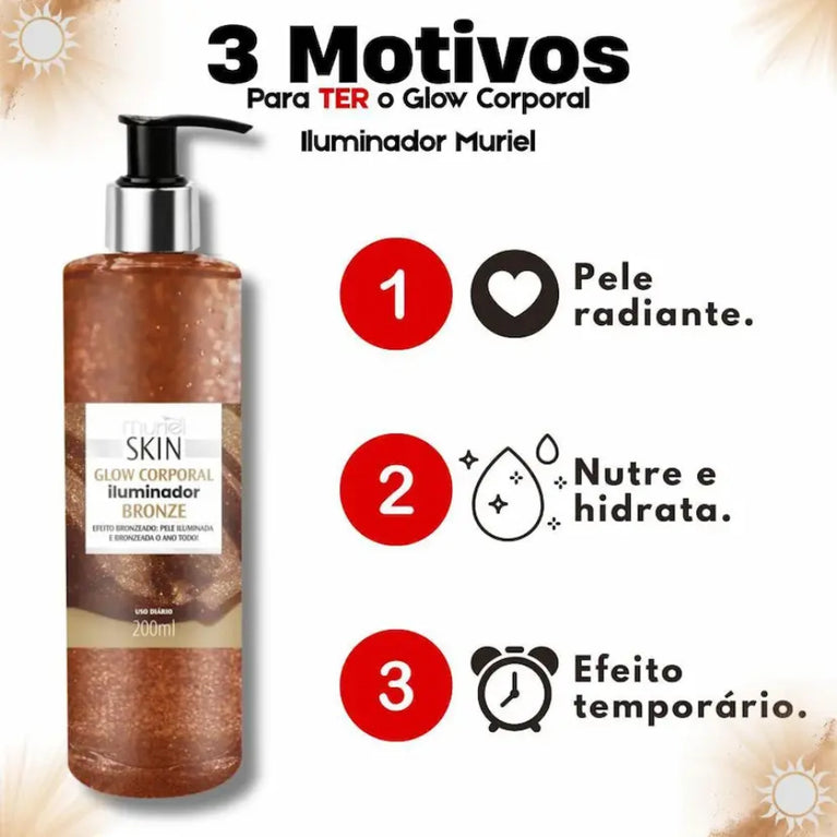 Glow Corporal Iluminador Muriel Skin Bronze 200ml