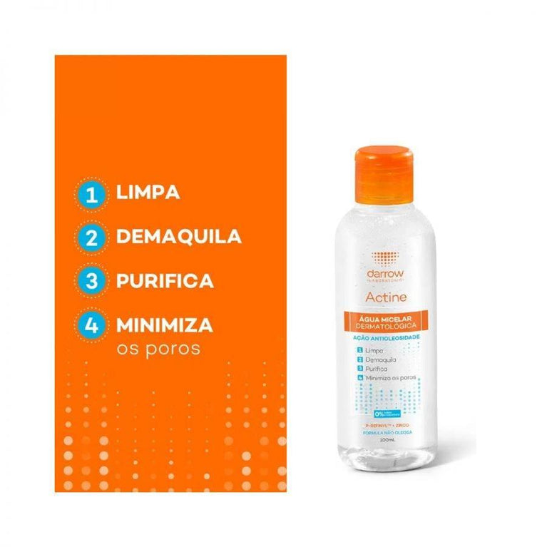 ACTINE AGUA MICELAR PELES OLEOSAS 100ML - Drogaria Poupa Centro