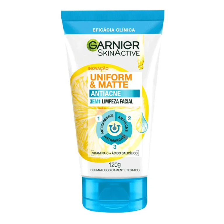 Limpeza Facial Garnier Unifor&Matte 3 em 1 Antiacne 120g - Garnier