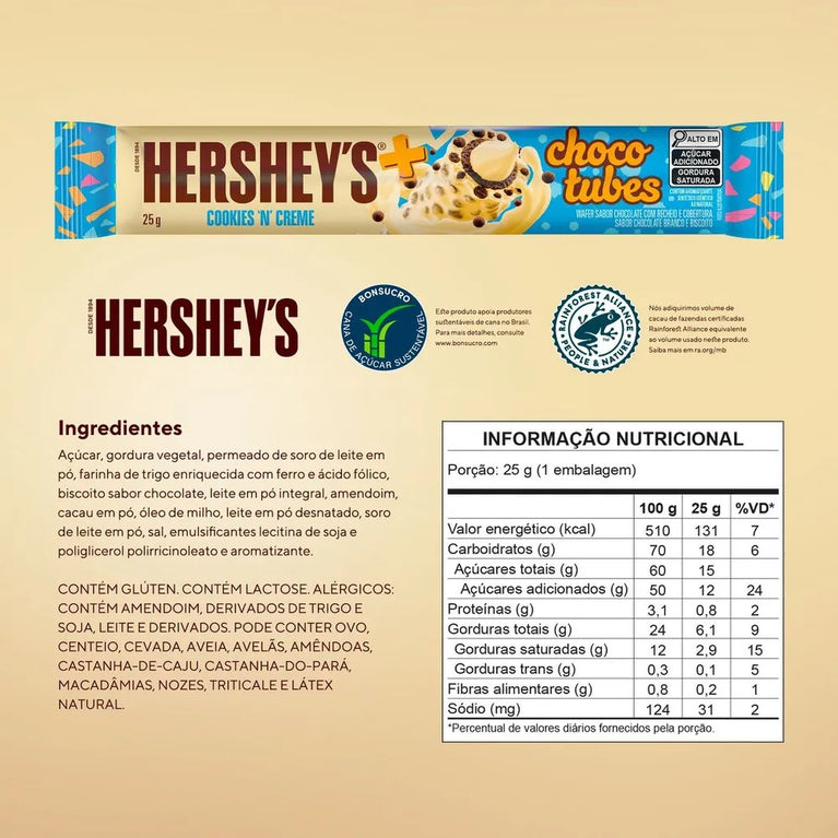 Chocotubes Cookies 'n' Creme 25g Hershey's