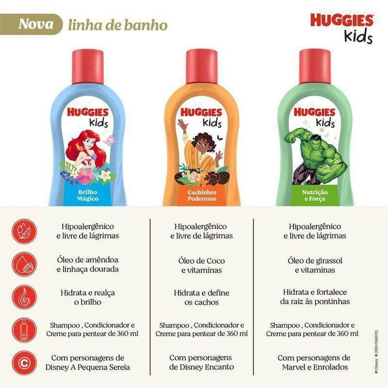 Shampoo Huggies 360ml Hidratação e Brilho Kids Ariel - Drogaria Poupa Centro