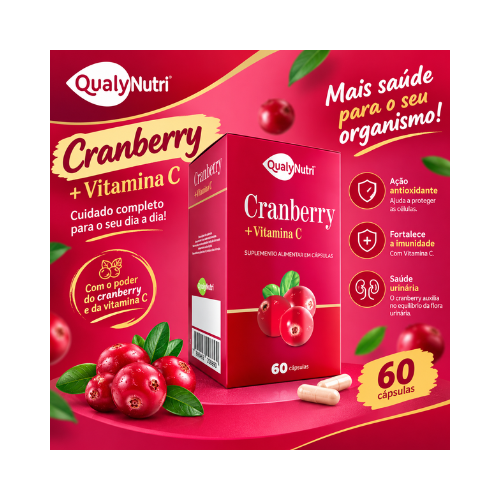 Cranberry em Cápsulas com Vitamina C e Sem Açúcar