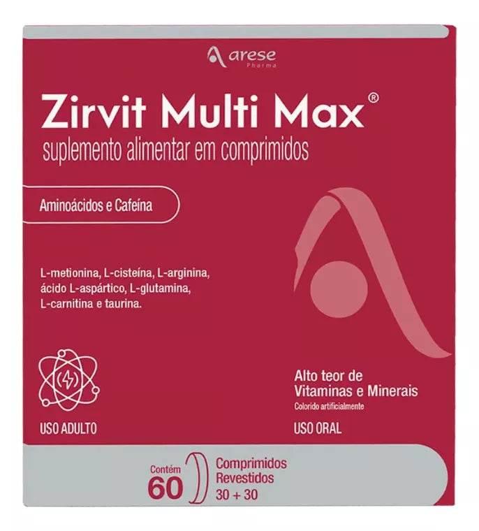 Polivitamínico Zirvit Multi Max 60Comp Suplemento Vitamínico - Drogaria Poupa Centro