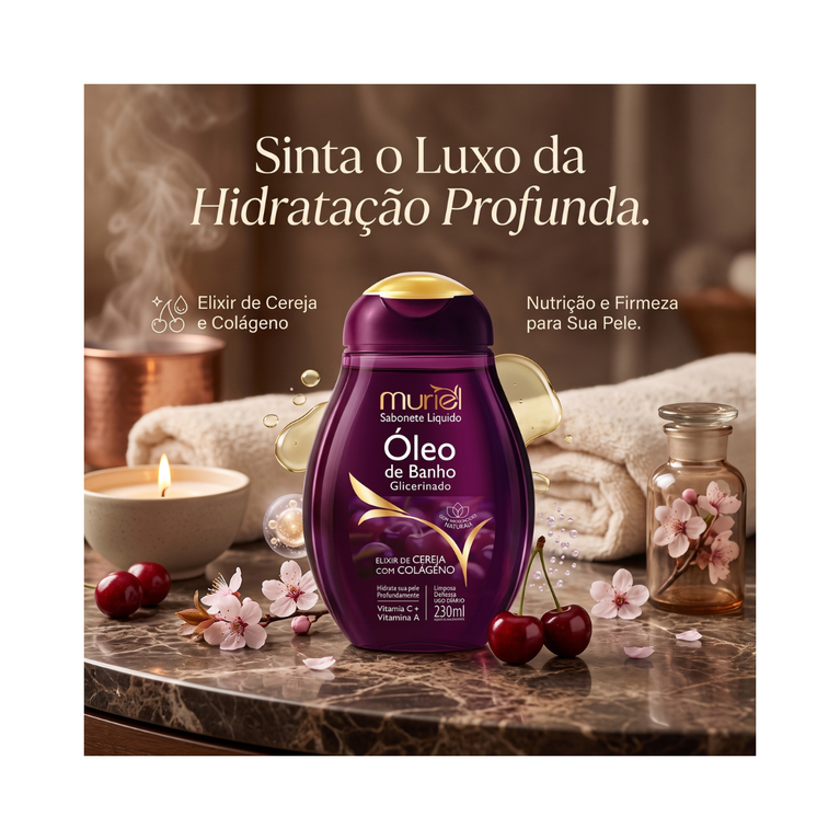 Sabonete Líquido Muriel Óleo de Banho Cereja e Colágeno 230ml