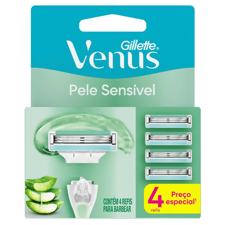 Carga para Aparelho de Depilar Gillette Venus Pele Sensível 4 unidades