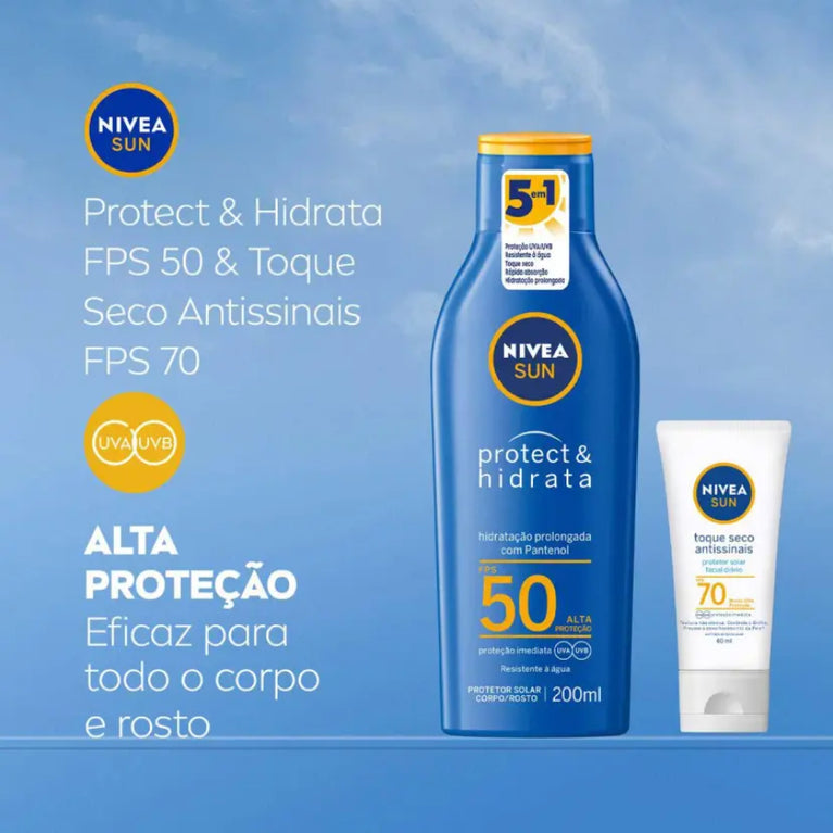 Kit Nivea Sun FPS50 Corpo + FPS70 Facial Toque Seco