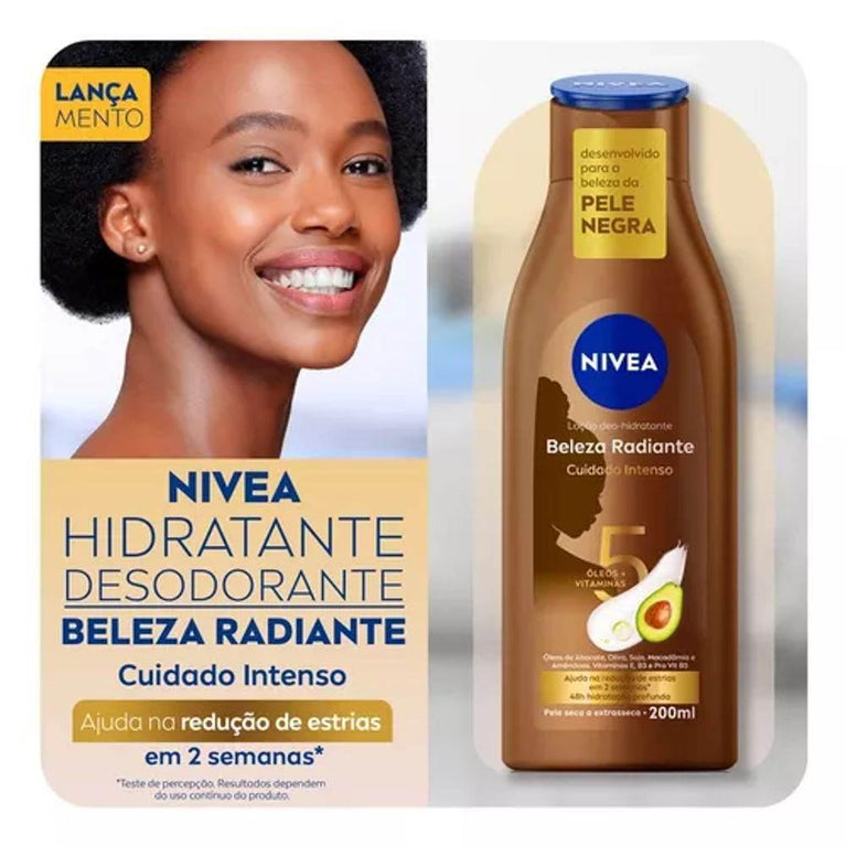 Locao Deo Hidratante Corporal Nivea Beleza Radiante Cuidado Intenso 200Ml - Drogaria Poupa Centro